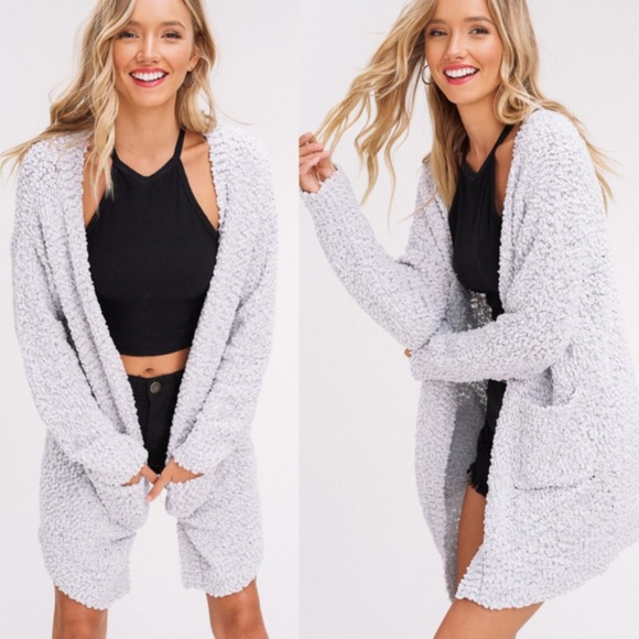 Aluna Levi Sweaters - 🦋LAST ONE🦋Chunky Knit Popcorn Cardigan Gray NWT